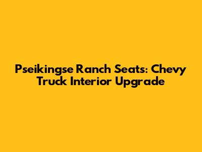 Pseikingse Ranch Seats: Chevy Truck Interior Upgrade