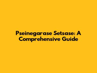 Pseinegarase Setsase: A Comprehensive Guide