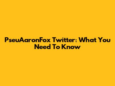 PseuAaronFox Twitter: What You Need To Know