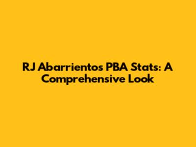 RJ Abarrientos' PBA Stats: A Comprehensive Look