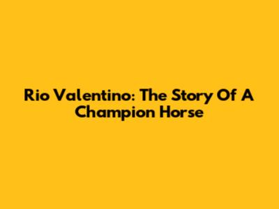 Rio Valentino: The Story Of A Champion Horse