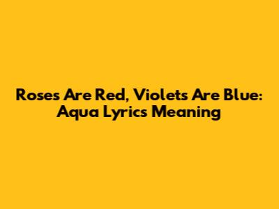 Roses Are Red, Violets Are Blue: Aqua Lyrics Meaning