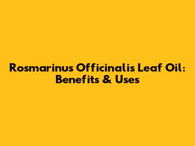 Rosmarinus Officinalis Leaf Oil: Benefits & Uses