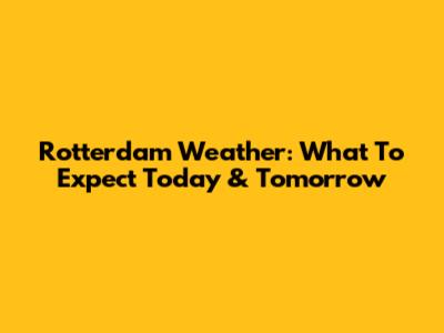 Rotterdam Weather: What To Expect Today & Tomorrow