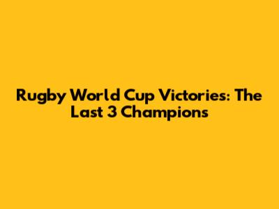 Rugby World Cup Victories: The Last 3 Champions