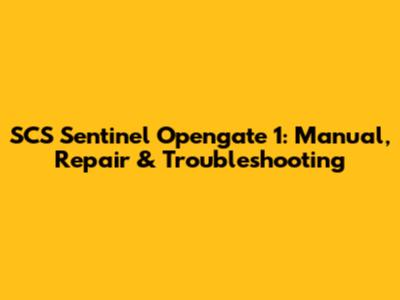 SCS Sentinel Opengate 1: Manual, Repair & Troubleshooting