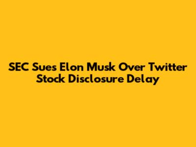 SEC Sues Elon Musk Over Twitter Stock Disclosure Delay