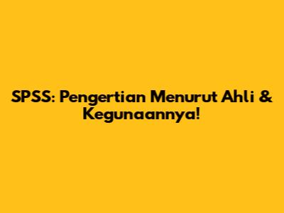SPSS: Pengertian Menurut Ahli & Kegunaannya!