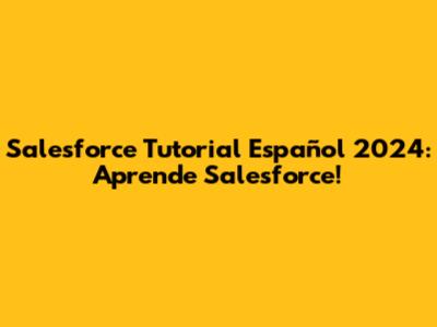 Salesforce Tutorial Español 2024: Aprende Salesforce!