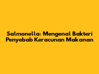 Salmonella: Mengenal Bakteri Penyebab Keracunan Makanan