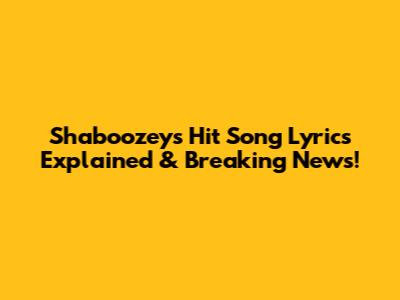 Shaboozey's Hit Song Lyrics Explained & Breaking News!