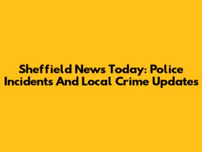 Sheffield News Today: Police Incidents And Local Crime Updates