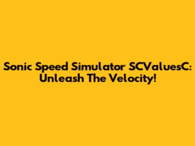 Sonic Speed Simulator SCValuesC: Unleash The Velocity!