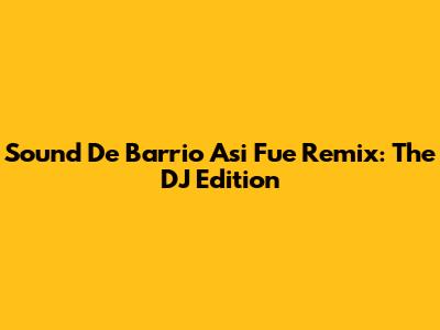 Sound De Barrio Asi Fue Remix: The DJ Edition