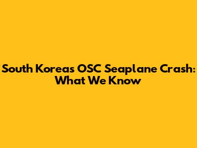 South Korea's OSC Seaplane Crash: What We Know