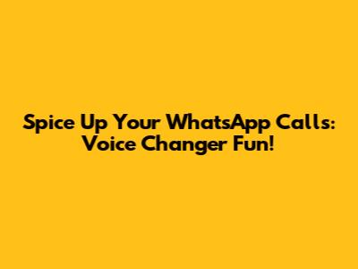 Spice Up Your WhatsApp Calls: Voice Changer Fun!