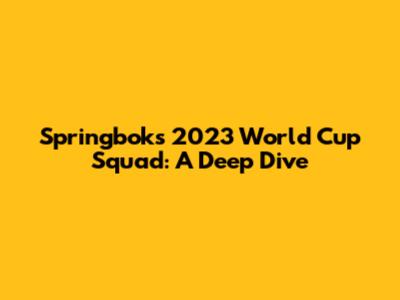Springboks' 2023 World Cup Squad: A Deep Dive