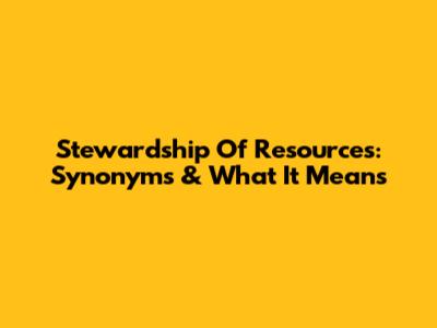 Stewardship Of Resources: Synonyms & What It Means