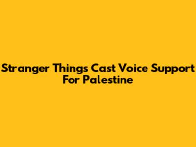 Stranger Things Cast Voice Support For Palestine