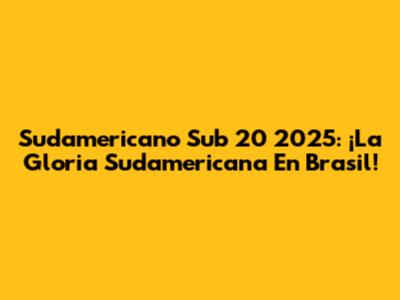 Sudamericano Sub 20 2025: ¡La Gloria Sudamericana En Brasil!