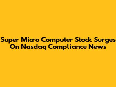 Super Micro Computer Stock Surges On Nasdaq Compliance News