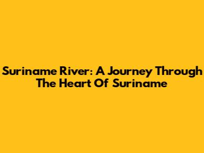 Suriname River: A Journey Through The Heart Of Suriname
