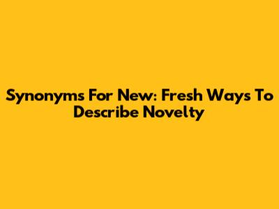 Synonyms For "New": Fresh Ways To Describe Novelty