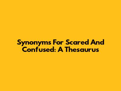 Synonyms For Scared And Confused: A Thesaurus
