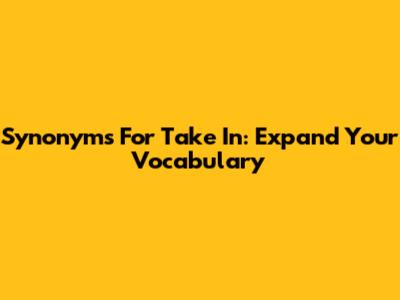 Synonyms For Take In: Expand Your Vocabulary
