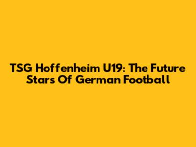 TSG Hoffenheim U19: The Future Stars Of German Football