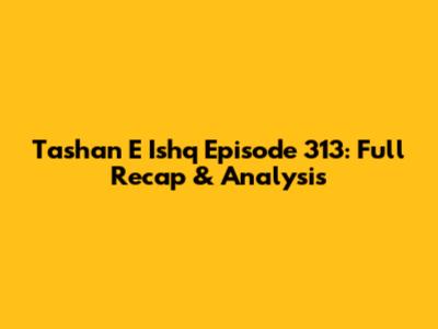 Tashan E Ishq Episode 313: Full Recap & Analysis