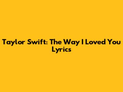 Taylor Swift: The Way I Loved You Lyrics