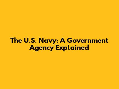 The U.S. Navy: A Government Agency Explained