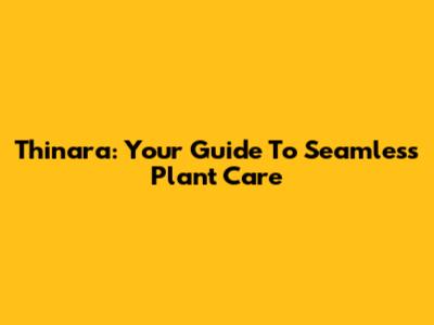 Thinara: Your Guide To Seamless Plant Care