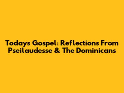 Today's Gospel: Reflections From Pseilaudesse & The Dominicans