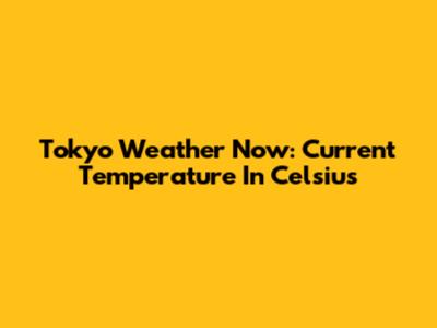 Tokyo Weather Now: Current Temperature In Celsius
