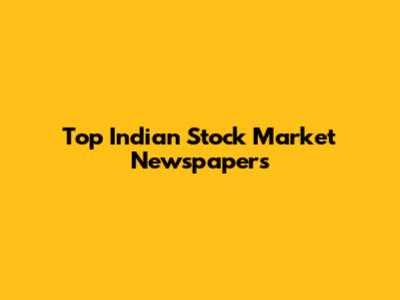 Top Indian Stock Market Newspapers