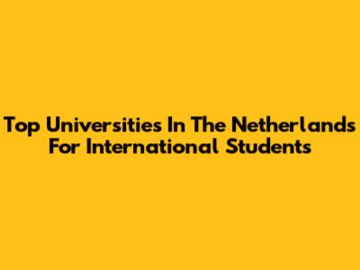 Top Universities In The Netherlands For International Students