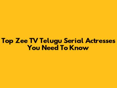 Top Zee TV Telugu Serial Actresses You Need To Know