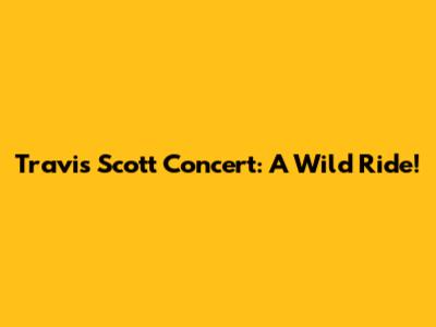 Travis Scott Concert: A Wild Ride!