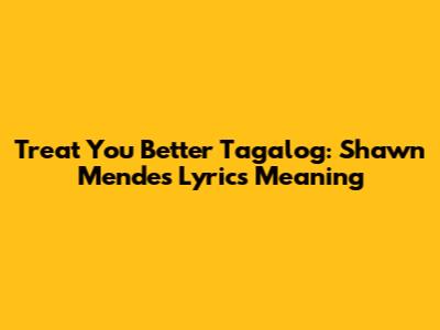 Treat You Better Tagalog: Shawn Mendes Lyrics Meaning