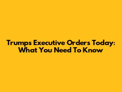 Trump's Executive Orders Today: What You Need To Know