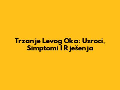 Trzanje Levog Oka: Uzroci, Simptomi I Rješenja