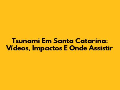 Tsunami Em Santa Catarina: Vídeos, Impactos E Onde Assistir