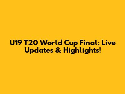 U19 T20 World Cup Final: Live Updates & Highlights!