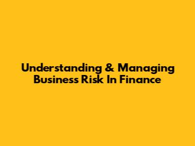 Understanding & Managing Business Risk In Finance