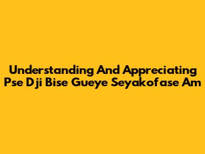 Understanding And Appreciating Pse Dji Bise Gueye Seyakofase Am
