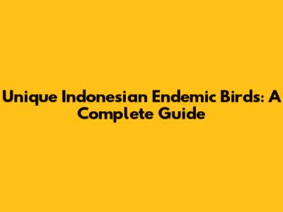 Unique Indonesian Endemic Birds: A Complete Guide