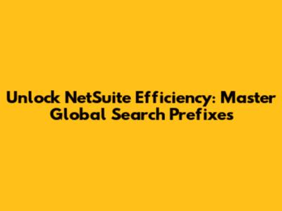 Unlock NetSuite Efficiency: Master Global Search Prefixes
