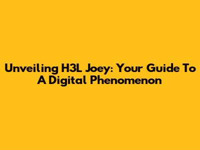 Unveiling H3L Joey: Your Guide To A Digital Phenomenon